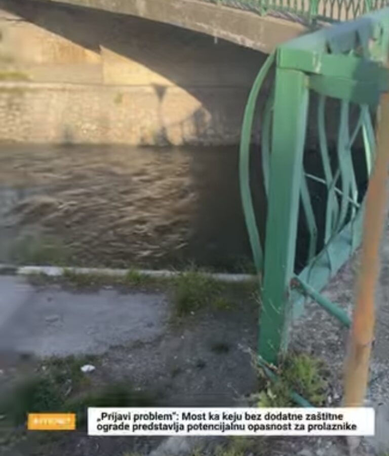 PRIJAVI PROBLEM: Most ka keju bez dodatne zaštitne ograde predstavlja potencijalnu opasnost za prolaznike (VIDEO)